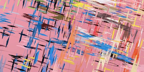 Fototapeta premium Canvas painting. Colorful background texture. 2d illustration. Texture backdrop. Creative chaos structure element.