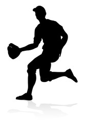 Baseball player in sports pose detailed silhouette
