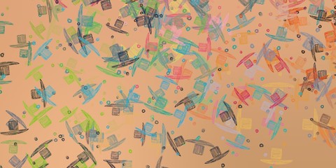 Digital sketch on colorful wall. 2d illustration. Texture backdrop painting. Creative chaos structure element.