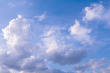 White clouds on the blue sky cumulus, abstract shapes