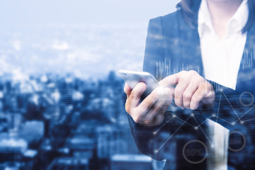Digital marketing. Business using modern interface payments online shopping communication and icon customer network connection on virtual screen. Business innovation technology 5G concept.