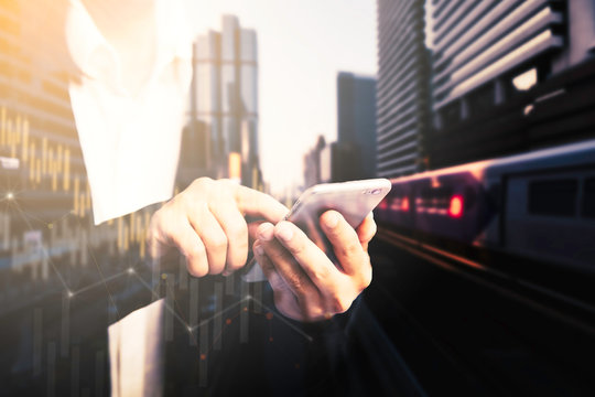 Digital marketing. Business using modern interface payments online shopping communication and icon customer network connection on virtual screen. Business innovation technology 5G concept.