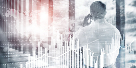 Business Finance Chart Graph. Trading Forex Exchange Investment Fintech concept. Mixed media.
