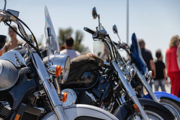 Exhibition of motorcycles in open air