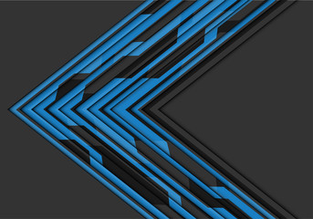 Abstract blue circuit line arrow direction on grey blank space design modern futuristic technology background vector illustration.