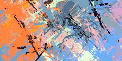 Handmade surreal abstract pattern. Modern artistic canvas. 2d illustration. Texture backdrop painting. Creative chaos structure element.