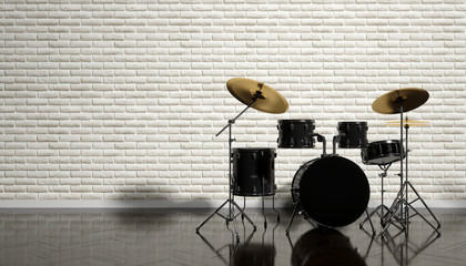 drum kit on a beautiful beige background, 3d illustration