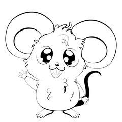 Kawaii mouse in black and white
