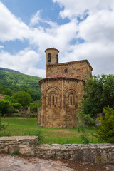 Fototapeta na wymiar Rear view of the Collegiate Church of San Martin de Elines of the twelfth century in Cantabria, Spain, Europe