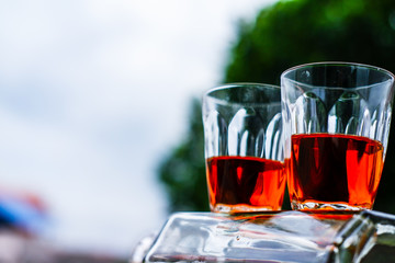 glasses of whisky on table