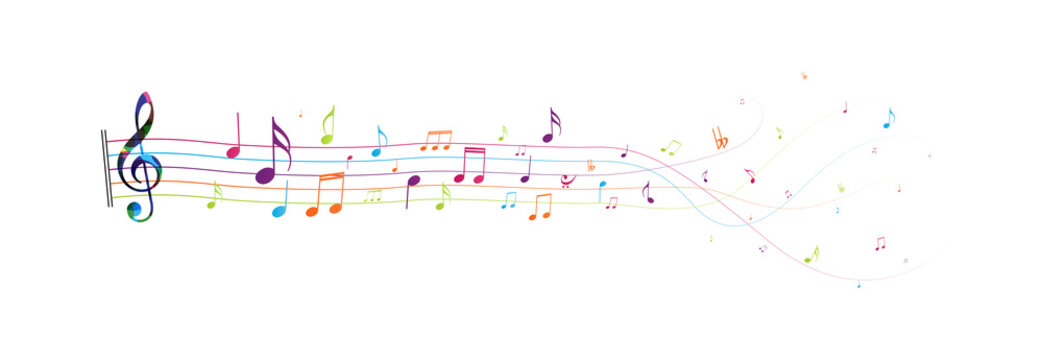 Colorful Music notes , isolated on white background