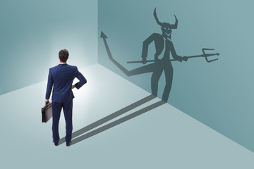 Devil hiding in the businessman - alter ego concept