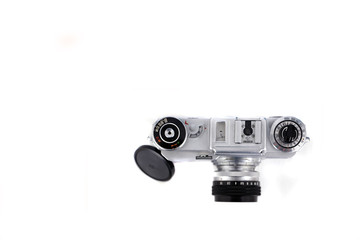 old movie camera on white background