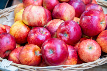 Apples at the market display stall