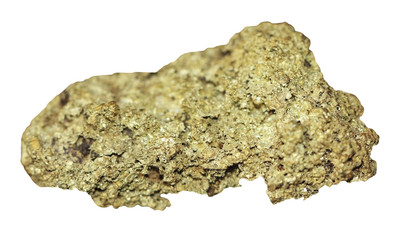 Native gold mineral on a white background