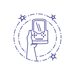 gamer hands with handle video game device