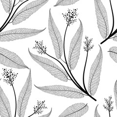 Seamless pattern with leaves. Vector illustration. EPS 10.