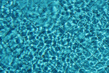 Blue water in swimming pool