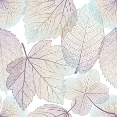 Behang Bladnerven Naadloos patroon met bladeren. Vector illustratie. EPS-10.