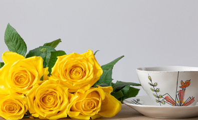 Yellow. Roses. Nature. Aromatic. Color. Coffee