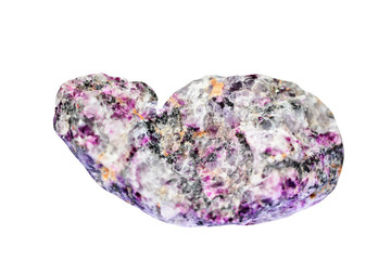 Pigmentary pink Tourmalines ( Rubellite) with quartz , isolated on white  background