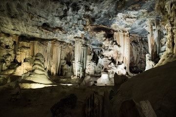 Inside The Large Limestone Cango Caves with Stalagmites and Stalagtites in Oudtshoorn, Western Cape, South Africa