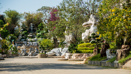 Obraz premium Luxury landscape design of the tropical garden. Beautiful view of tropical landscape
