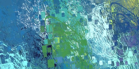 Digital sketch on colorful wall. 2d illustration. Texture backdrop painting. Creative chaos structure element.