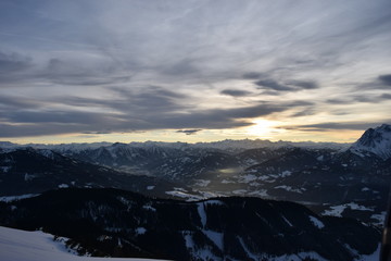 Winter panorama in ice cold weather in Autria