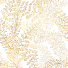 Seamless pattern with fern leaves. Vector illustration. EPS 10.