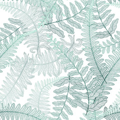Seamless pattern with fern leaves. Vector illustration. EPS 10.