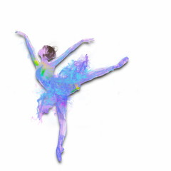 Colorful dancing ballerina on white background