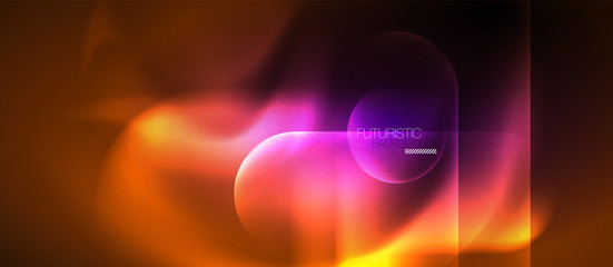 Neon glowing techno lines, hi-tech futuristic abstract background template