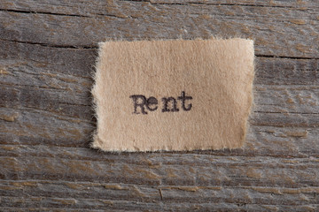 Rent typed text on a paper, real estate concept
