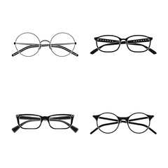 Vector illustration of glasses and frame logo. Set of glasses and accessory vector icon for stock.