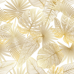 Modèle sans couture avec palmier à feuilles tropicales. Illustration vectorielle.