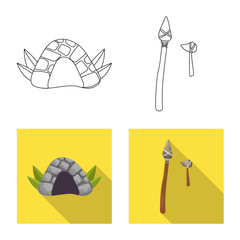 Vector design of evolution and neolithic symbol. Collection of evolution and primeval vector icon for stock.