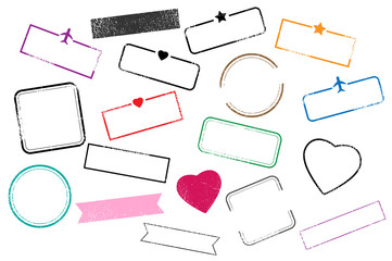 Blank shape postal stamps set.illustration vector