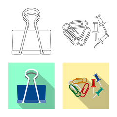 Obraz premium Vector illustration of office and supply logo. Set of office and school stock symbol for web.