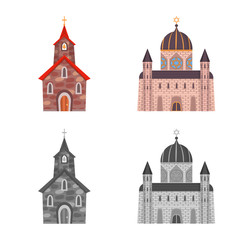 Vector illustration of cult and temple sign. Collection of cult and parish vector icon for stock.
