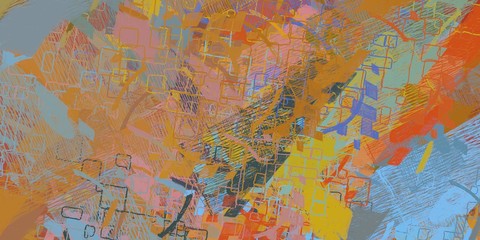 Fototapeta na wymiar Poster oil painting element. 2d illustration. Texture backdrop. Creative chaos structure.