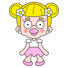 Vector Icon Of A Rag Doll Princess. The Kids Toy Doll Has Hair