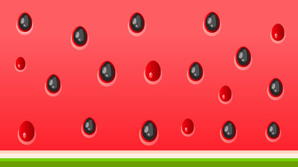 Vector Slice Watermelon. Fruit Illustration For Farm Market Menu. Healthy Food