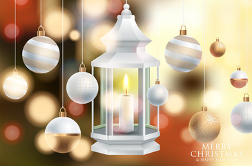 Vector Merry Christmas and Happy New Year 2020 greeting card Label Decorated