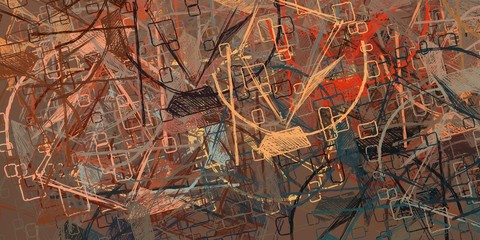 Modern art. Artistic brush. Oil painting. 2d illustration. Texture backdrop. Creative chaos structure element.