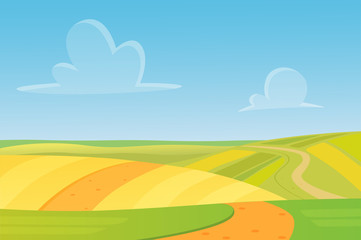 Meadow cartoon landscape, great design for any purposes. Cartoon vector illustration.