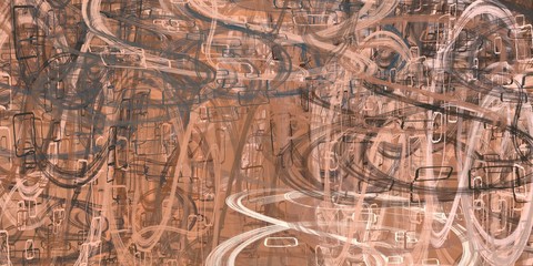 Obraz premium Modern art. Artistic brush. Oil painting. 2d illustration. Texture backdrop. Creative chaos structure element.