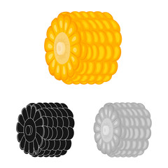 Vector illustration of corn and piece icon. Collection of corn and grain stock vector illustration.