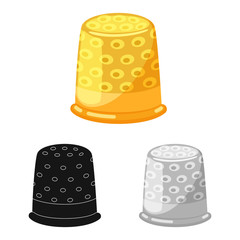 Vector design of thimble and etching logo. Set of thimble and clothing stock vector illustration.