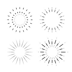 set of Vintage sunburst, light rays, firework sparks vector design element vector template